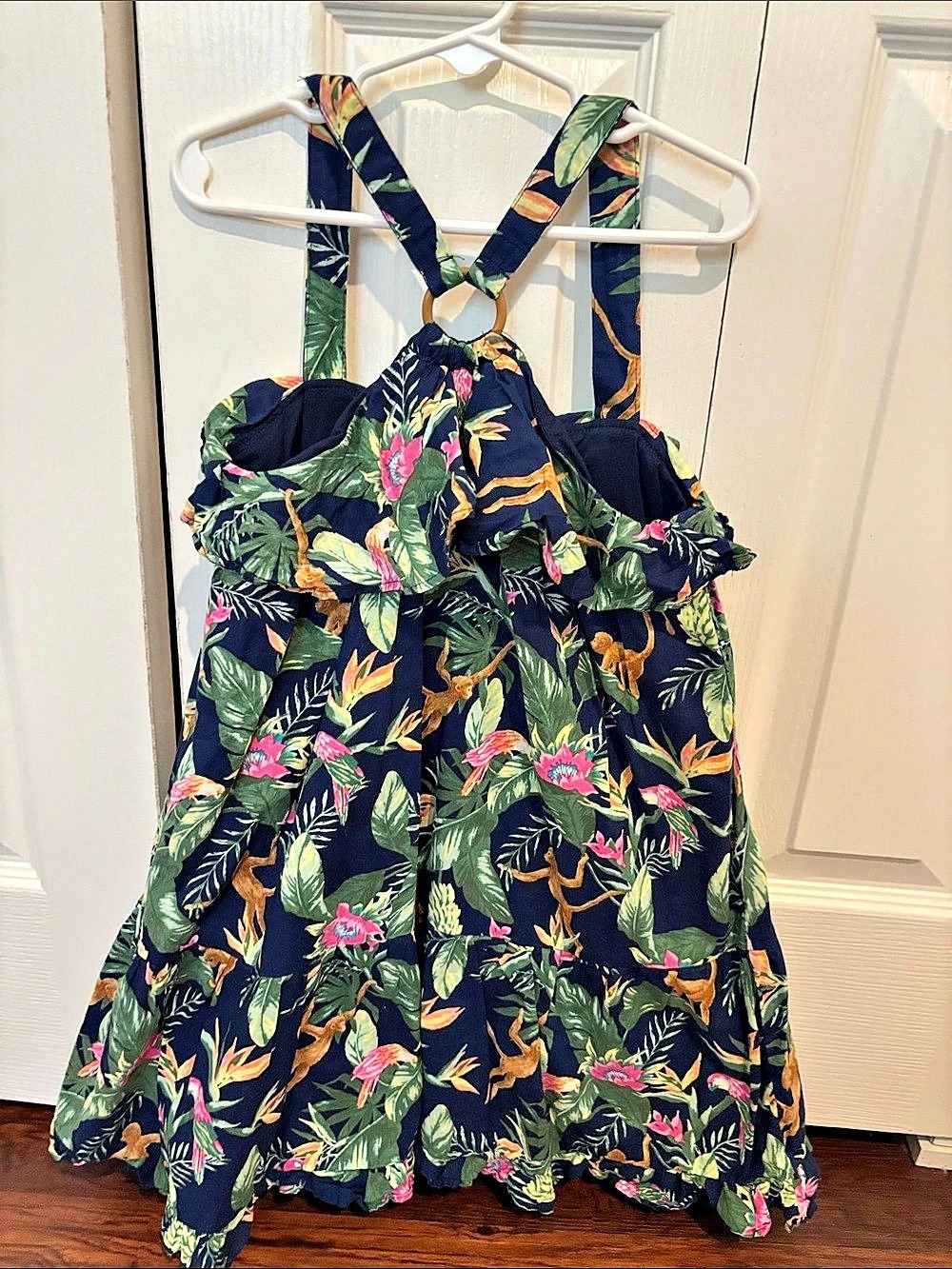 Floral Ruffle Sundress in Blue & Green Like New